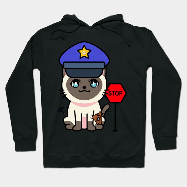 Cute siamese cat is a police Hoodie by Pet Station